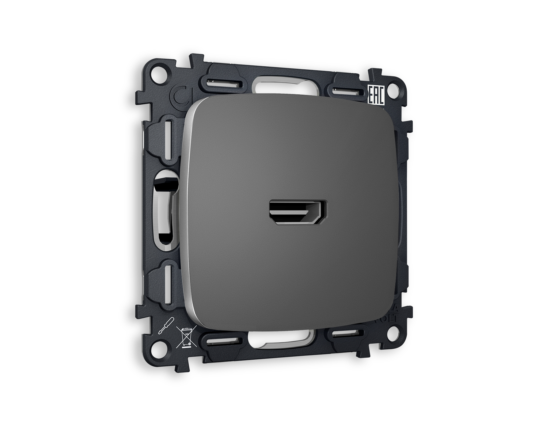 MO664010 Комплект механизма розетки HDMI 2.0 OMEGA Антрацит серый 40V/500mA 2.0GHz 5-18Gbit/s QUANT (OP6640, VM222)