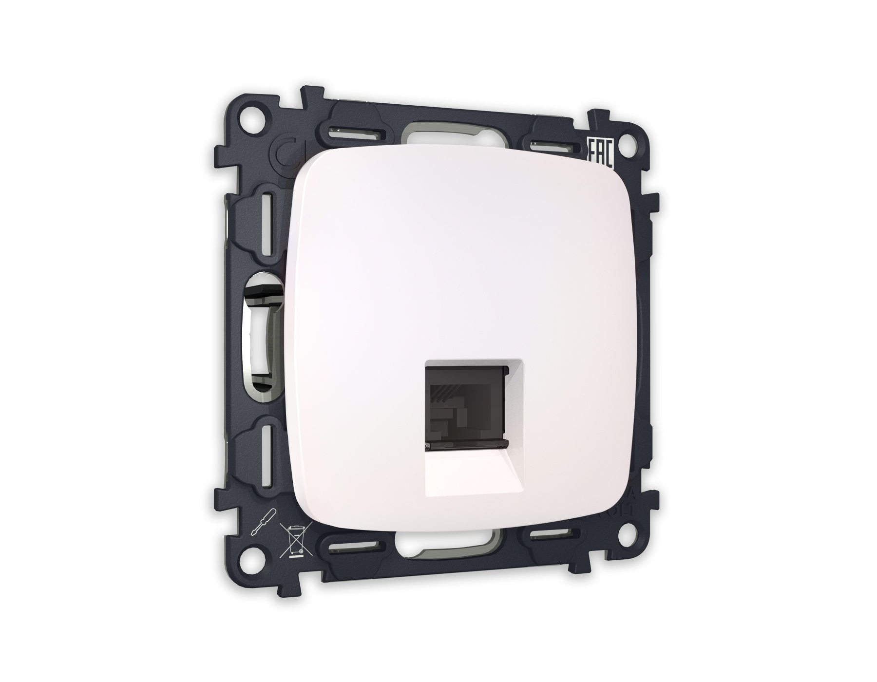 MO212010 Комплект механизма компьютерной розетки OMEGA Жемчуг RJ-45(8P8C) CAT6 с шторкой QUANT (OP2120, VM188)