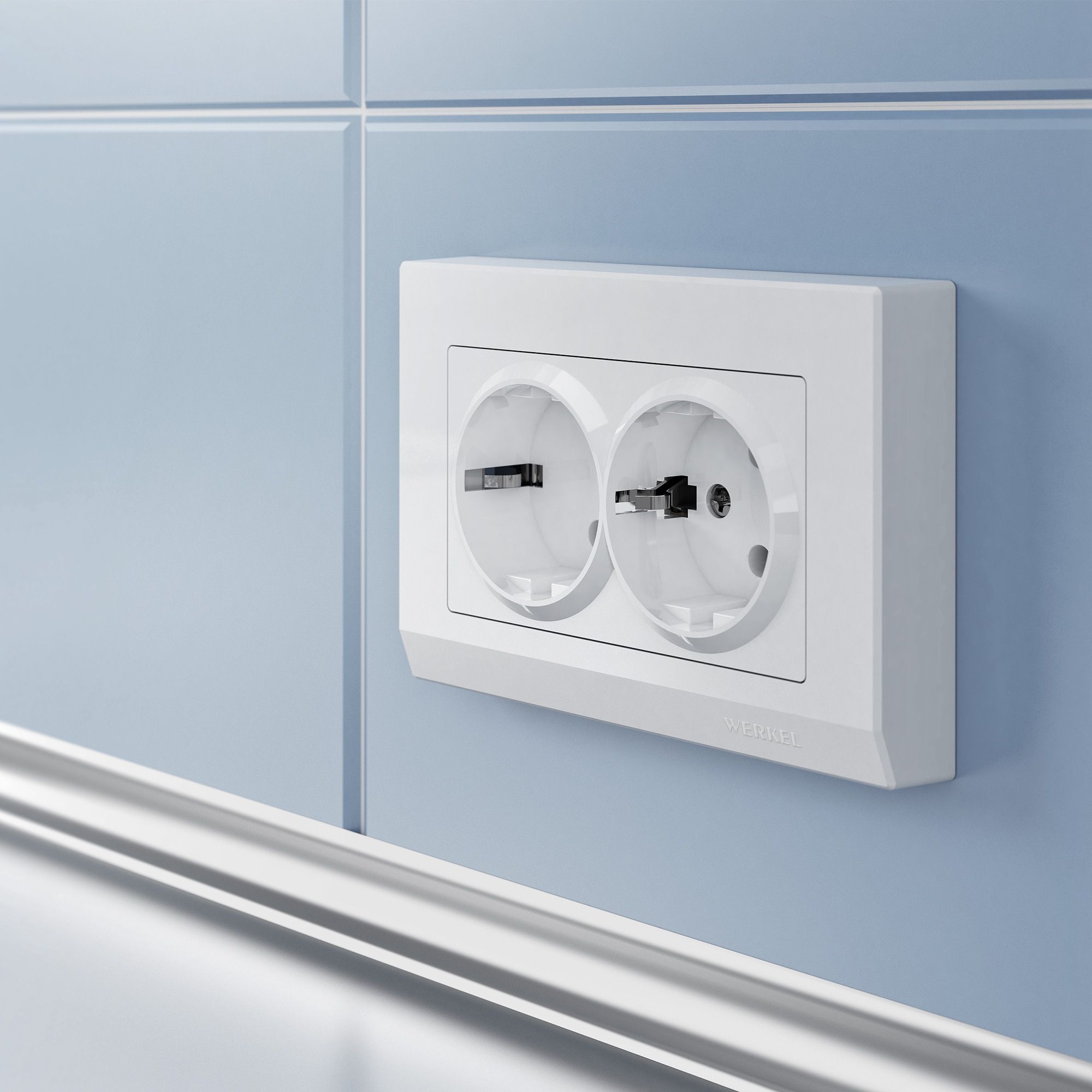 Розетка двойная c заземлением WERKEL (белый) WL01-SKG-02-IP20 / W1172001 / a033471