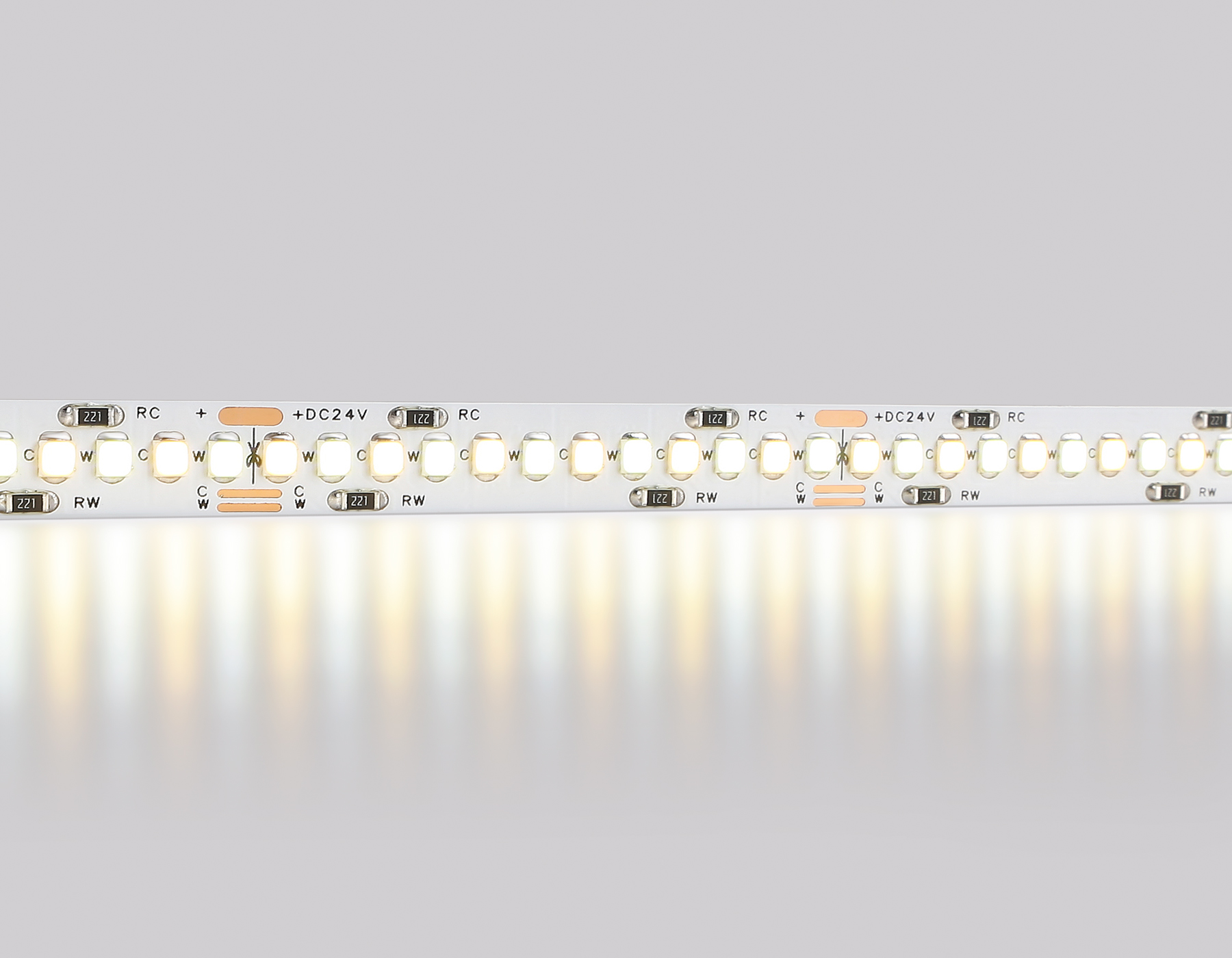GS4151 2835 240Led/ 18W m/ 24V IP20 CCT 3000-6500K/5000*10*1.2mm (3 конт.)