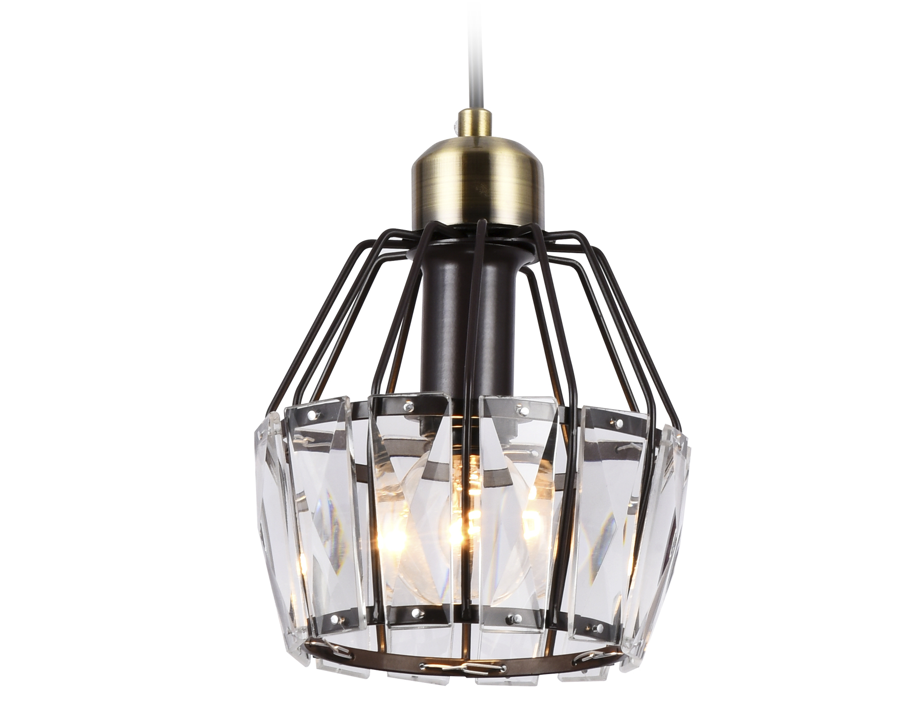 Подвесной светильник Ambrella с хрусталем TR5875  темный кофе/бронза E14 max 40W D150*650