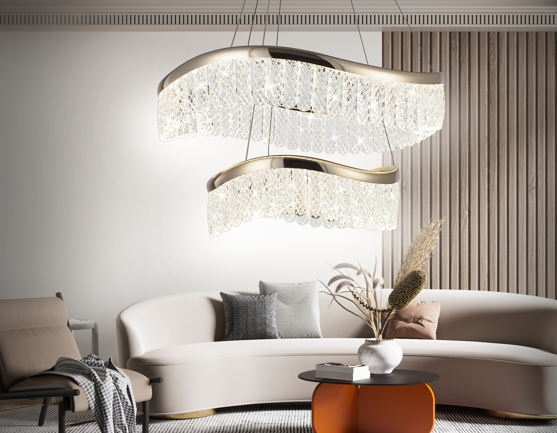 Подвесной LED светильник TR49728/2 GD золото 68W 3000K/4200K/6400K D600*1010 (Без ПДУ)