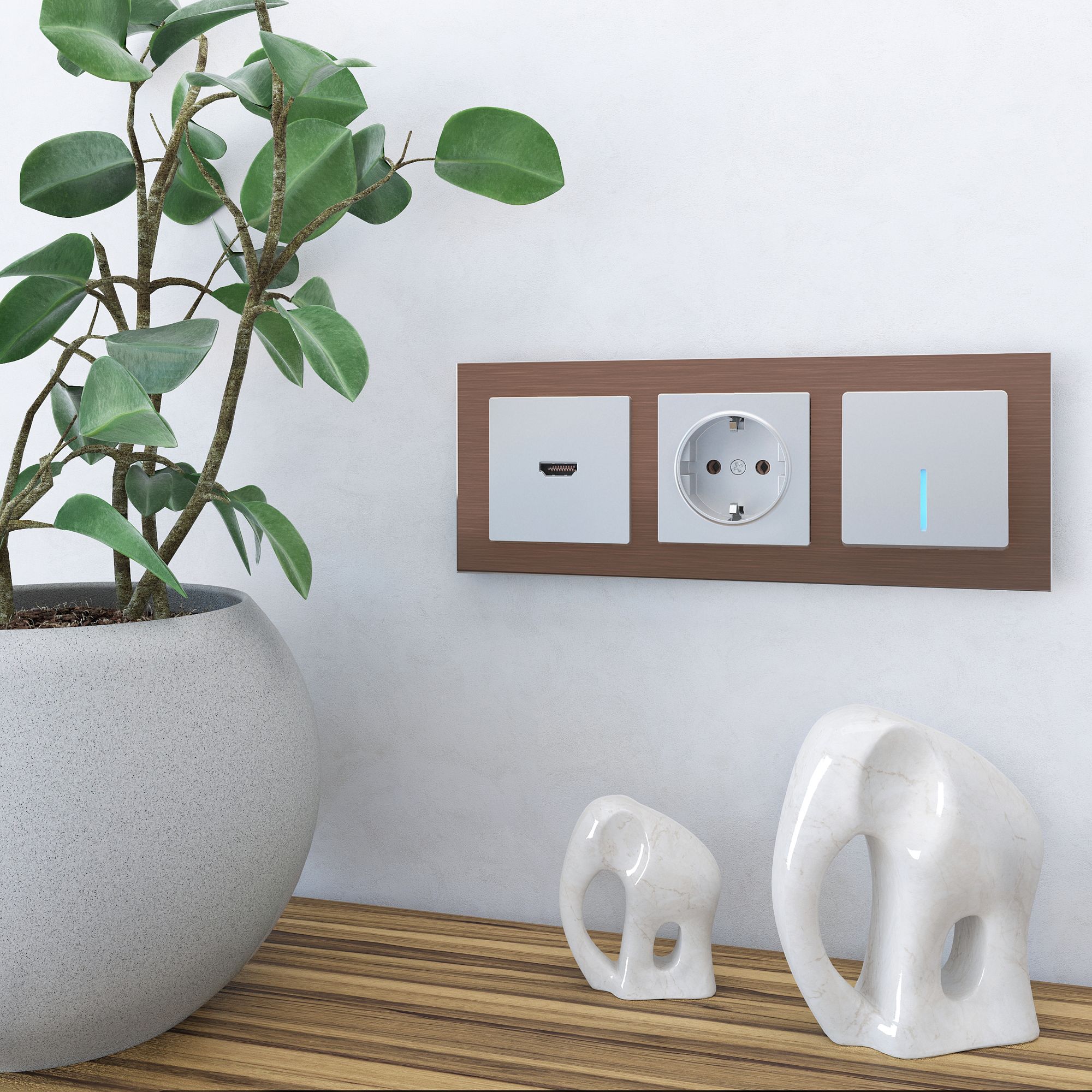 Рамка WERKEL Aluminium на 3 поста (коричневый алюминий) WL11-Frame-03 / W0031714 / a033747