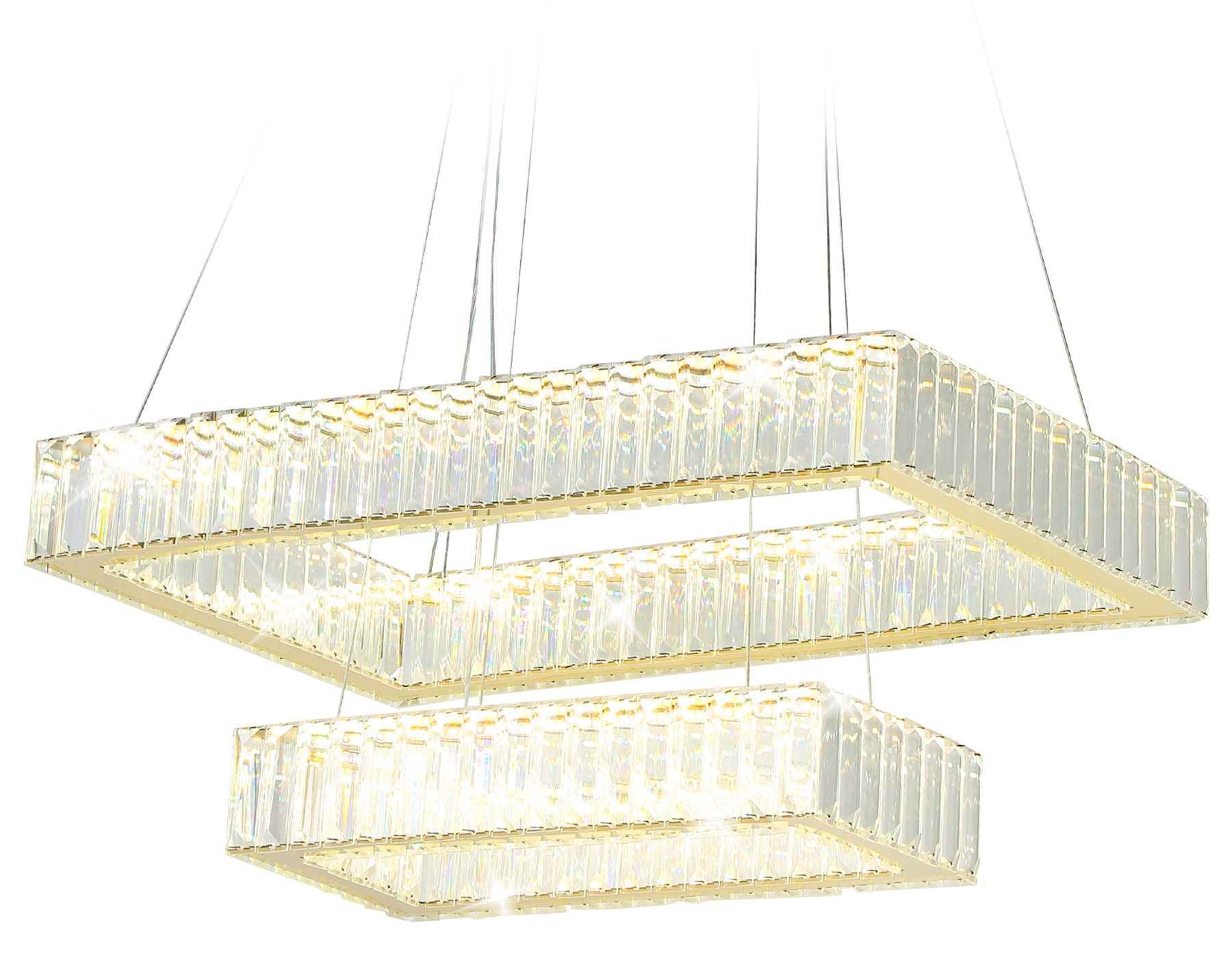 Подвесная светодиодная люстра с хрусталем Ambrella TR5007/2 GD/CL золото/прозрачный 90W 3000K/4200K/6400K 600*400*950 (Без ПДУ)