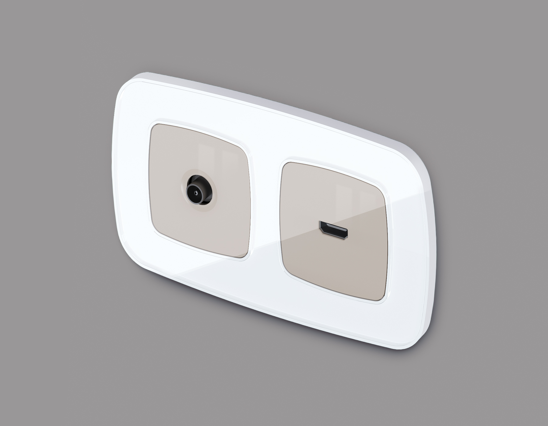 OP3730 Лицевая панель OMEGA (Серо-бежевый матовый) для TV розетки QUANT