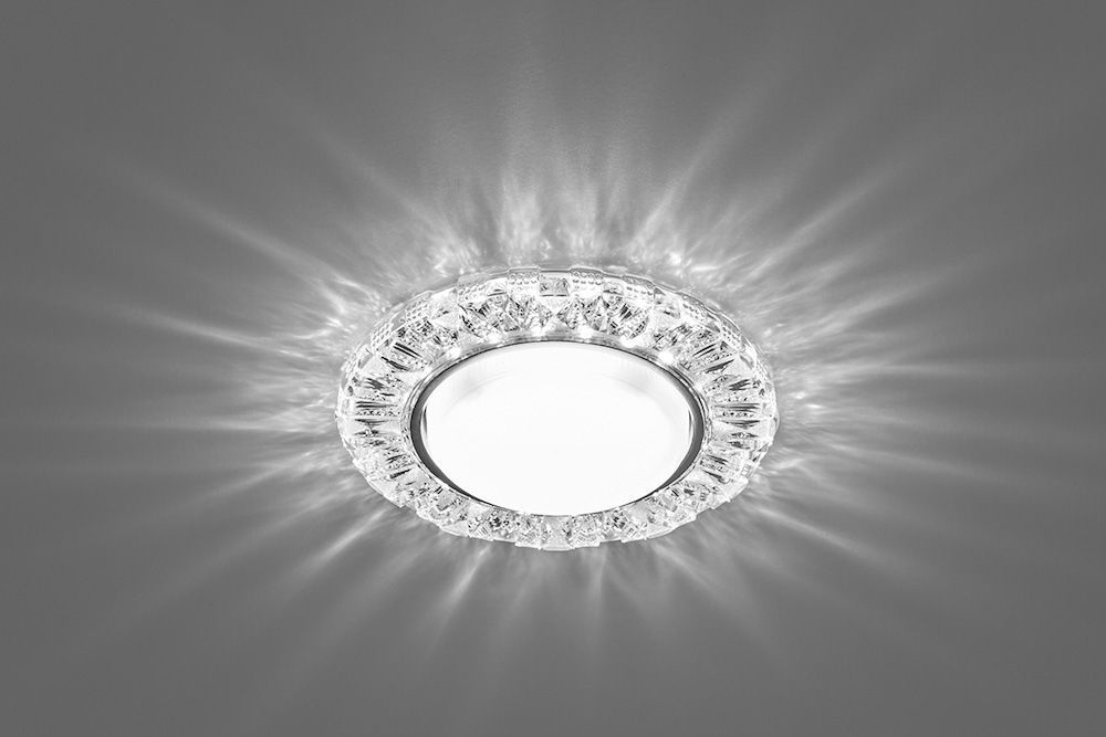 Светильник встраиваемый с белой LED подсветкой Feron CD4023 потолочный GX53 без лампы прозрачный Светильник встраиваемый с белой LED подсветкой Feron CD4023 потолочный GX53 без лампы прозрачный