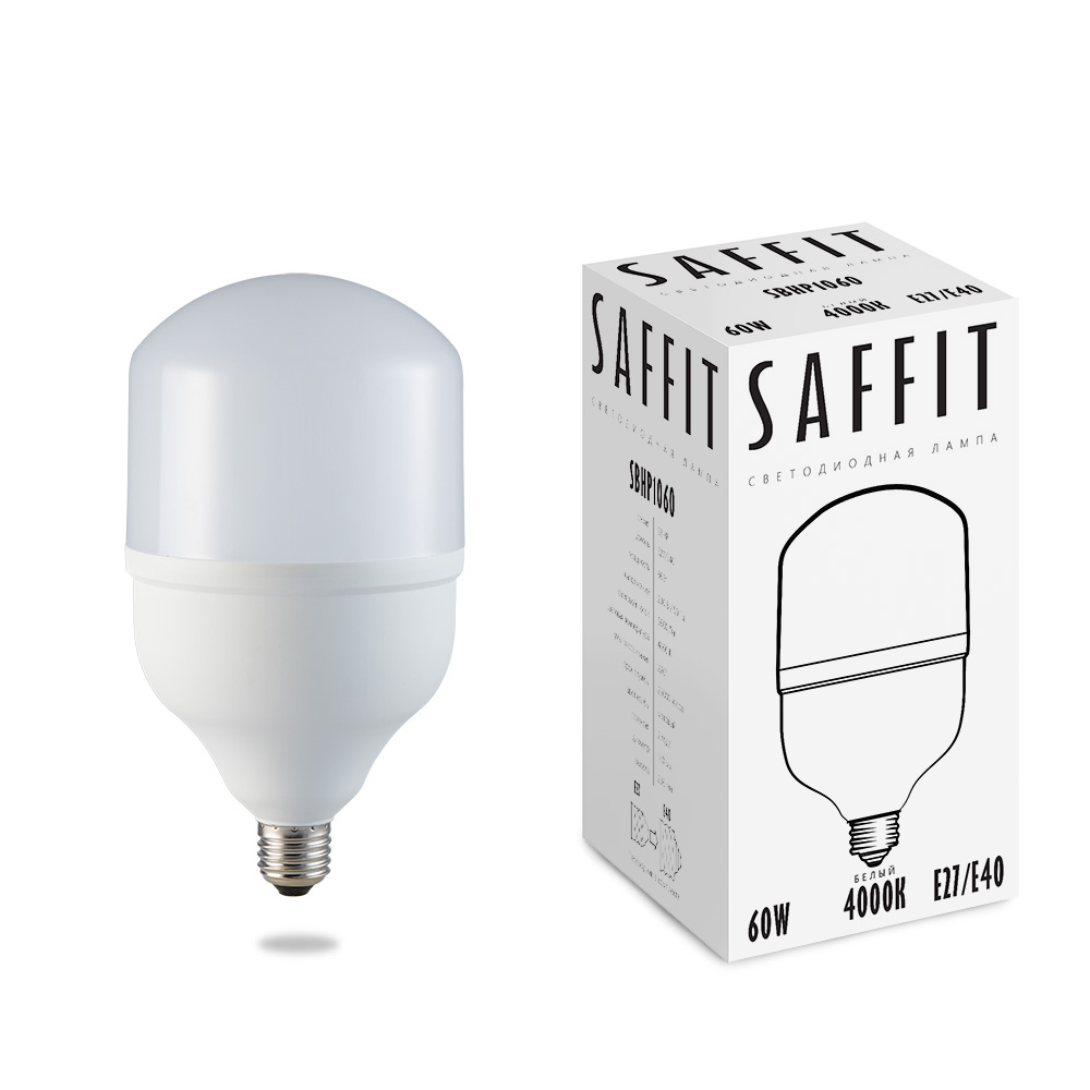 Лампа светодиодная SAFFIT SBHP1060 E27-E40 60W 4000K, 55096