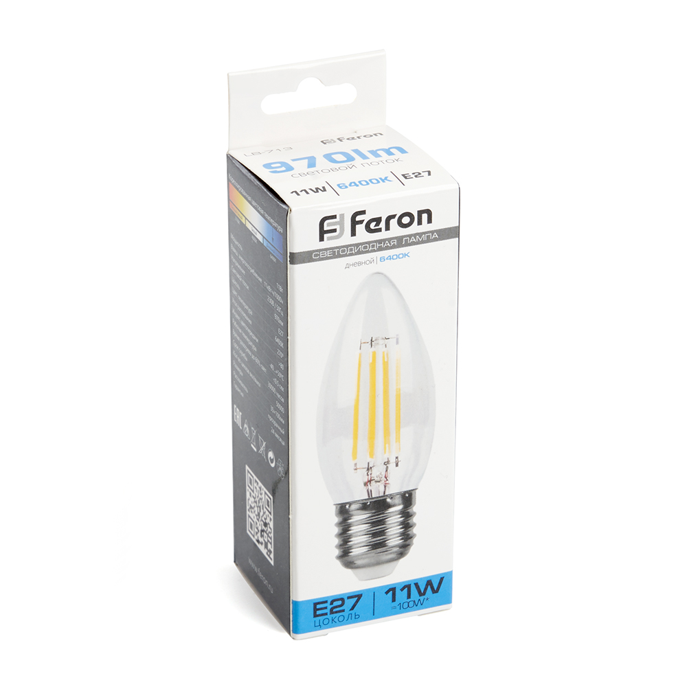 Лампа светодиодная Feron LB-713 Свеча E27 11W 6400K Лампа светодиодная Feron LB-713 Свеча E27 11W 6400K