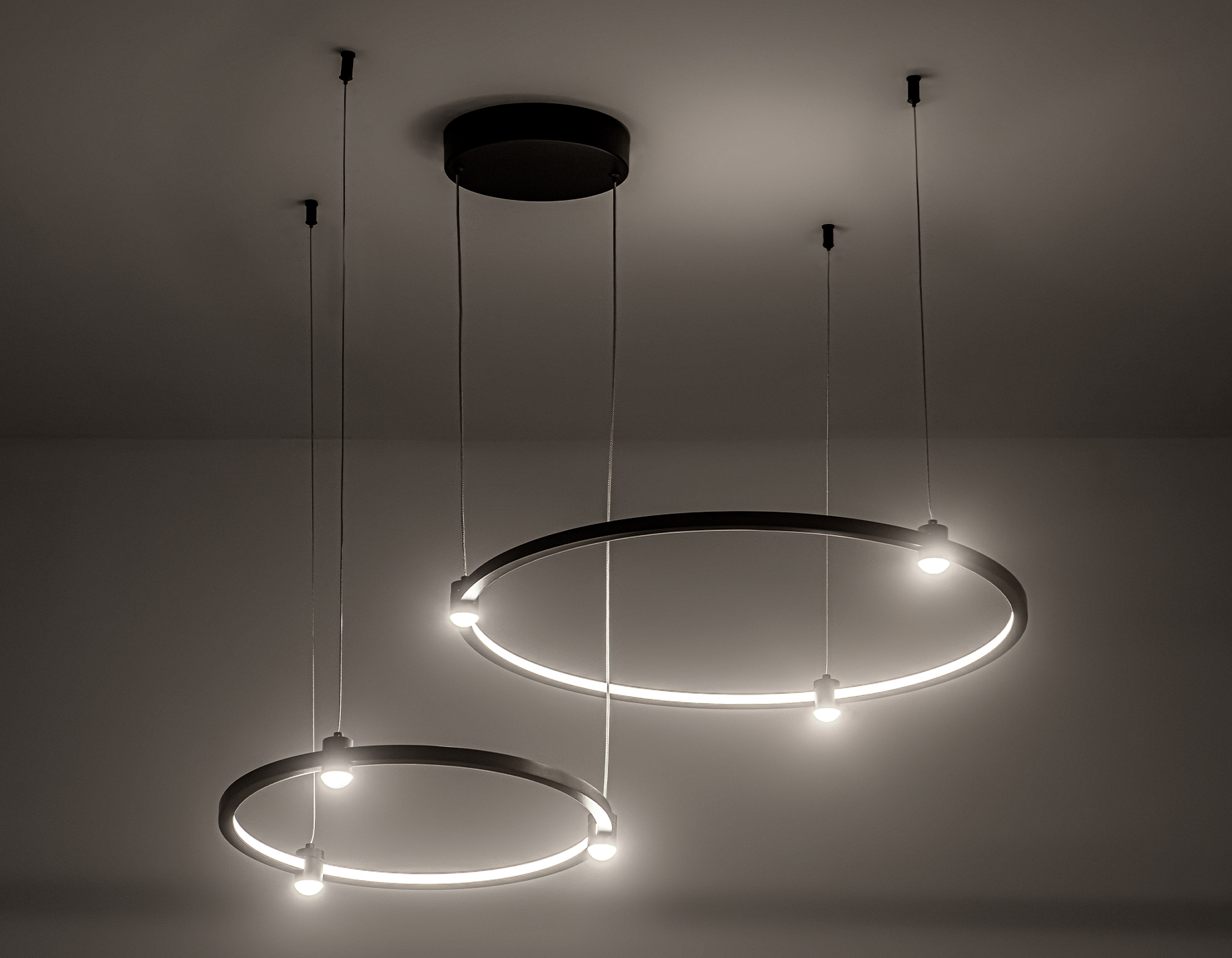 Подвесной LED светильник FL5525/2+6 BK черный 45W 3000K/4200K/6400K D600/400*1300 (без ПДУ)