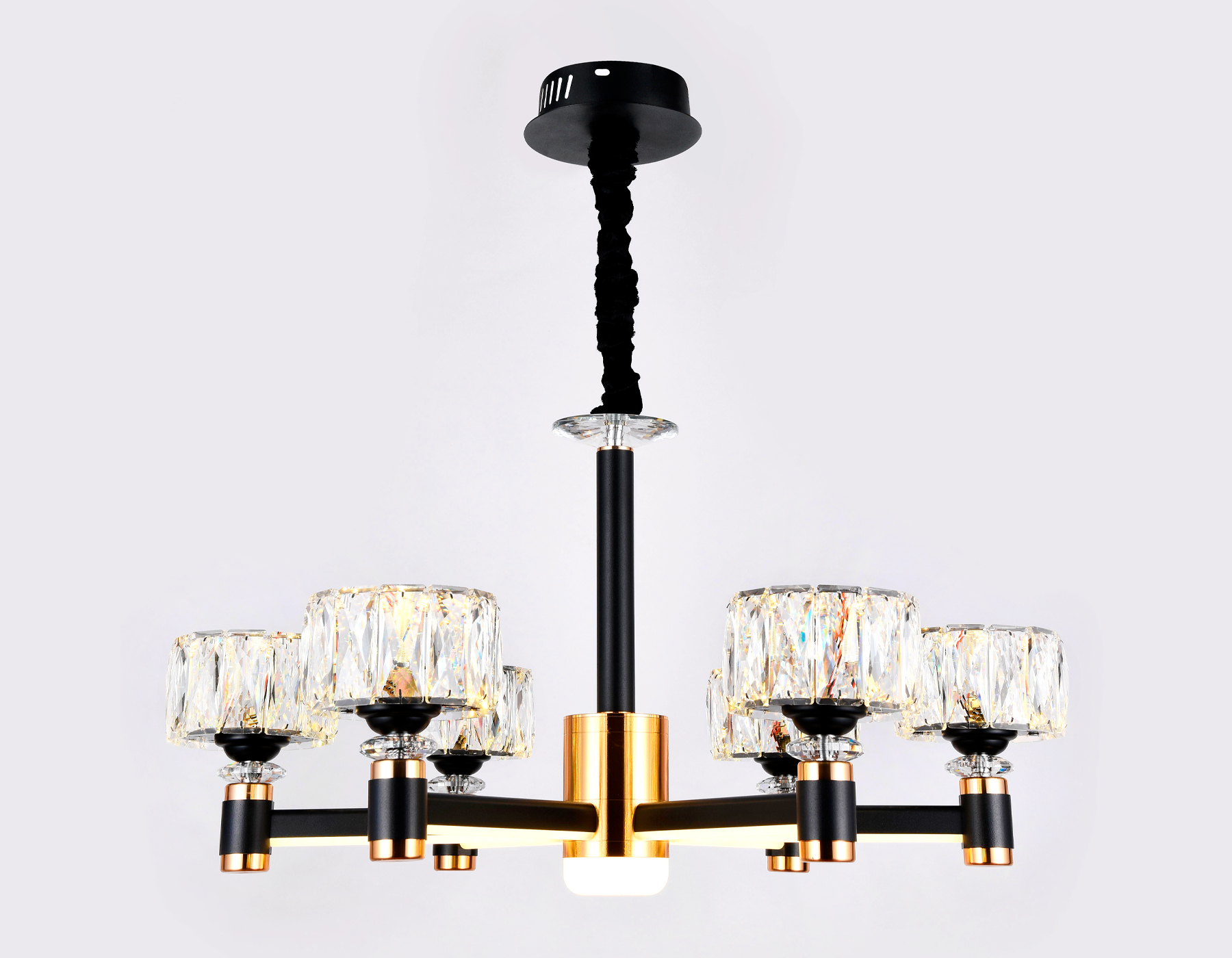 Подвесная светодиодная люстра Ambrella TR4516/6 BK/GD черный/золото 120W D730*370 (Без ПДУ)