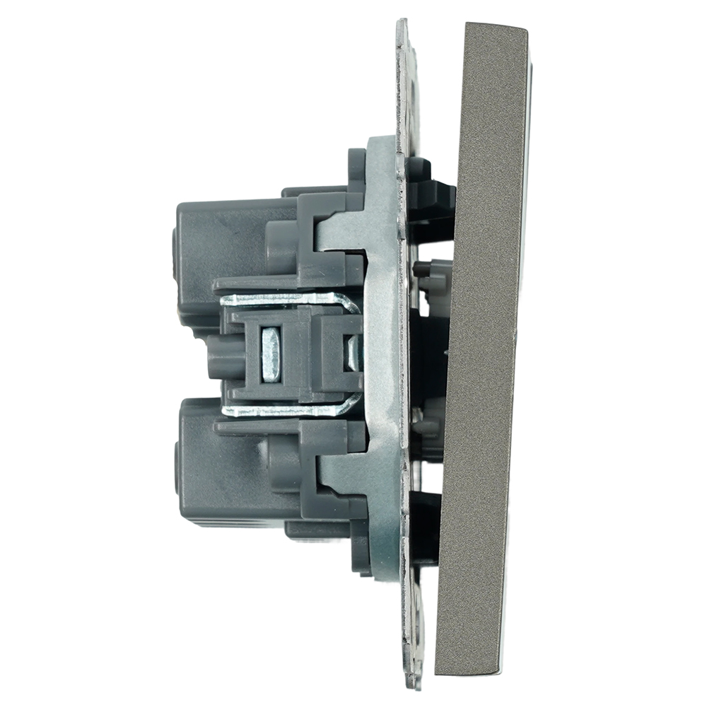 Переключатель 2-клавишный (механизм), STEKKER, 250В, 10А, серия Эмили, RSW10-5107-09, антрацит, soft touch