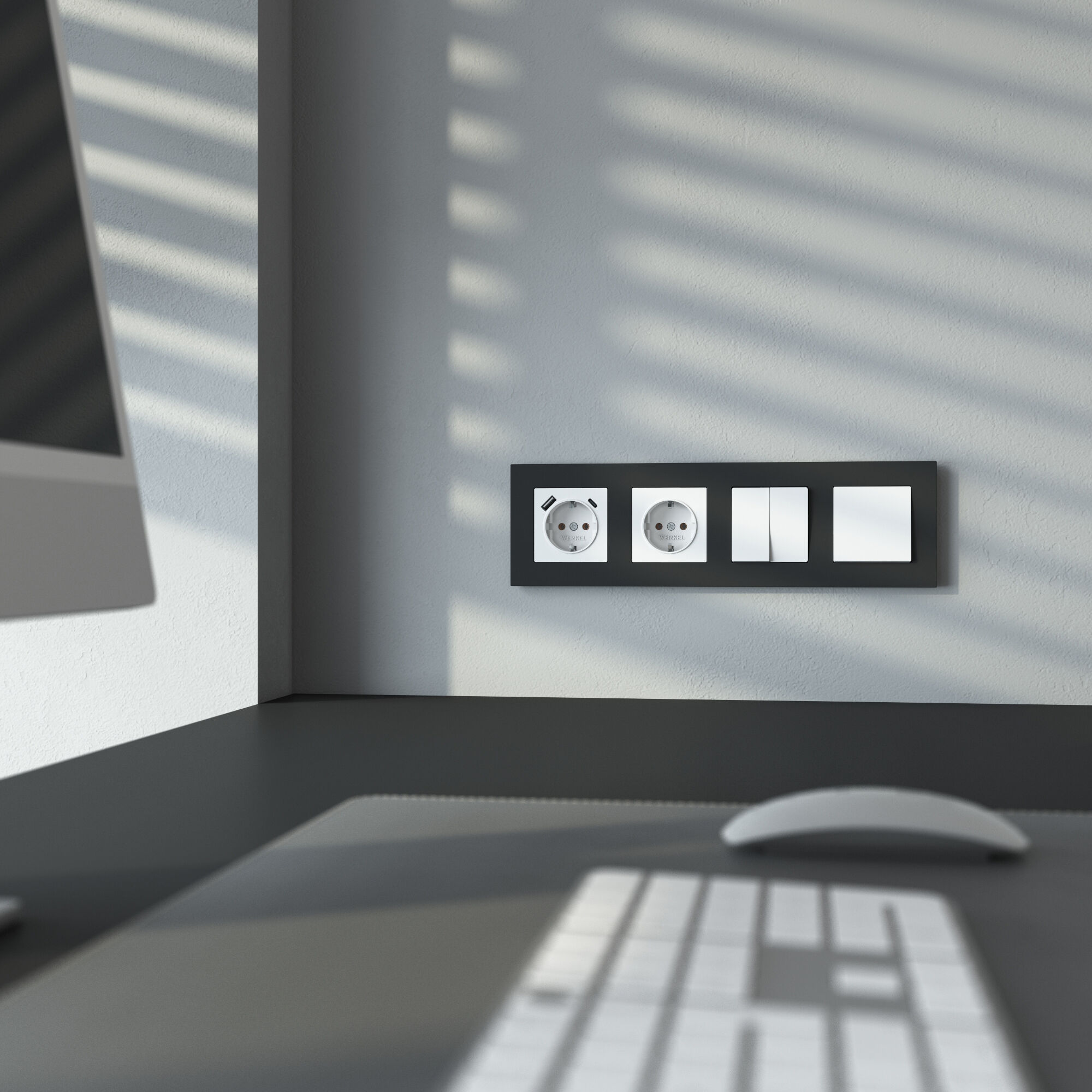 W1171761/ Розетка с заземлением, шторками и USB тип A+C (белый матовый) W1171761