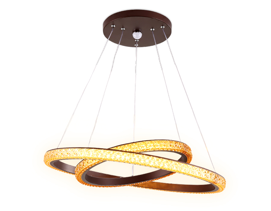 Подвесной светодиодный светильник Ambrella с пультом FF11  кофе/коричневый 108W D600*1700