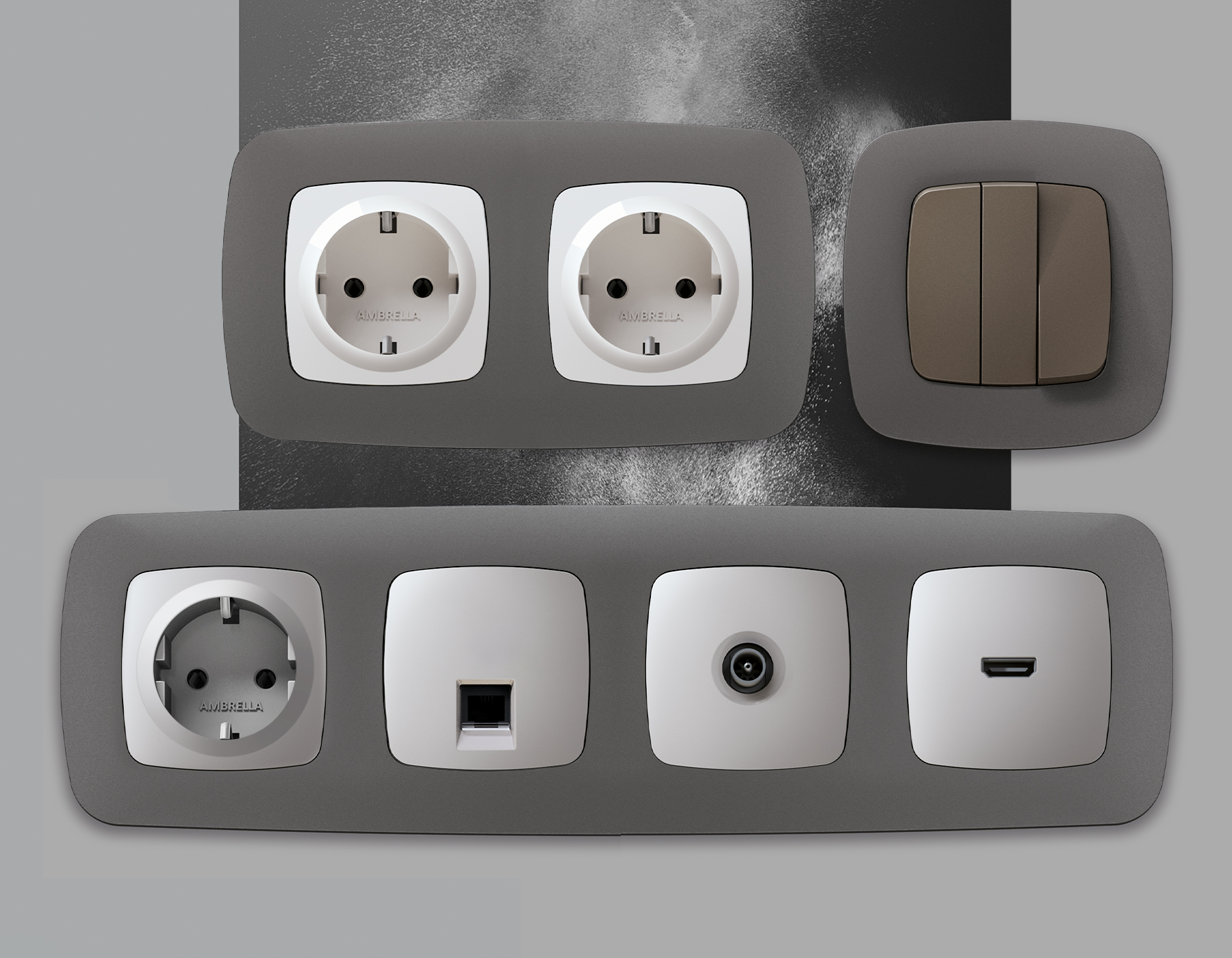 OF140653 Рамка OMEGA Ecta (Антрацит серый) 3-ая