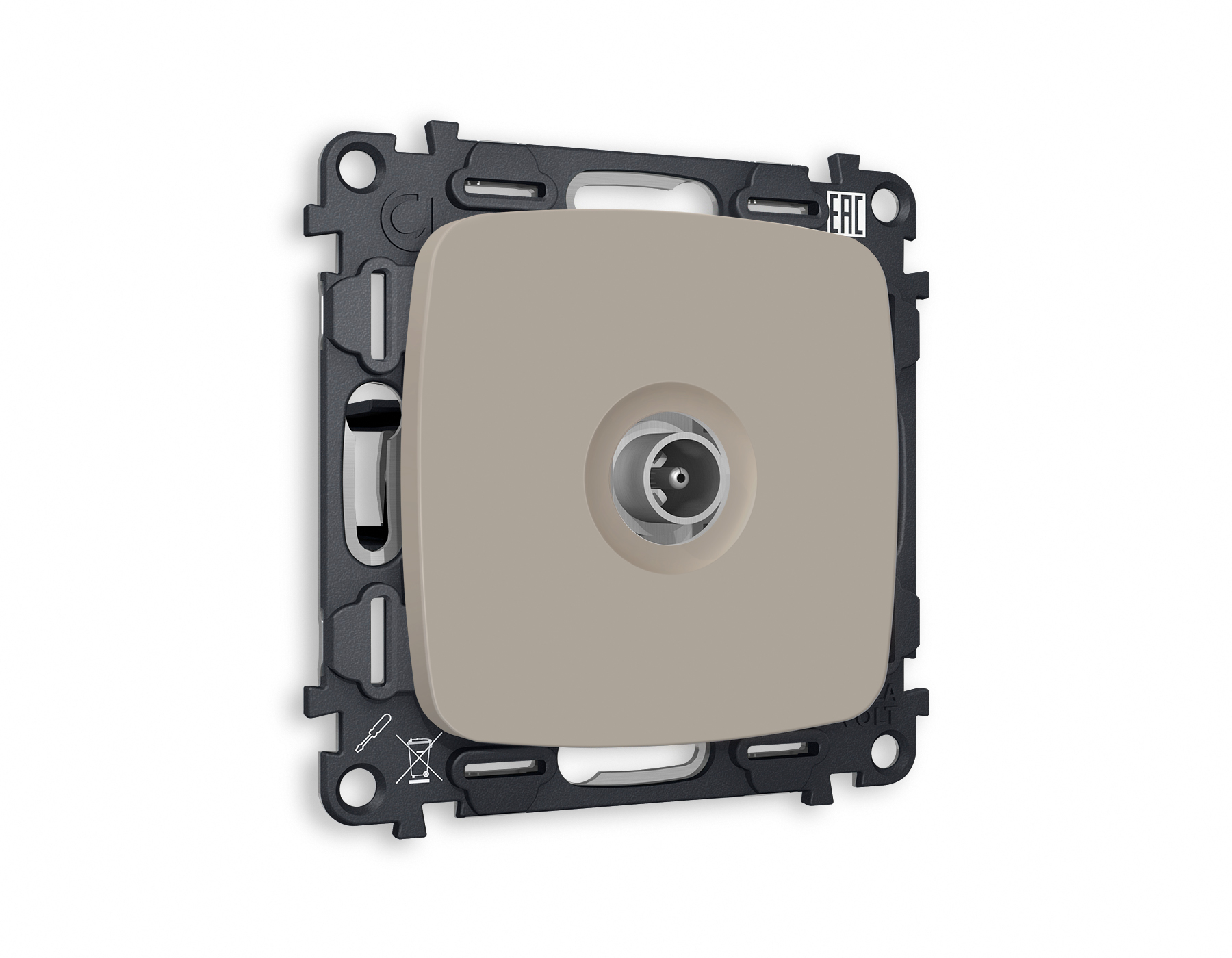 MO373010 Комплект механизма TV розетки оконечной OMEGA Серо-бежевый матовый 50-870 MHz 1dB QUANT (OP3730, VM202)