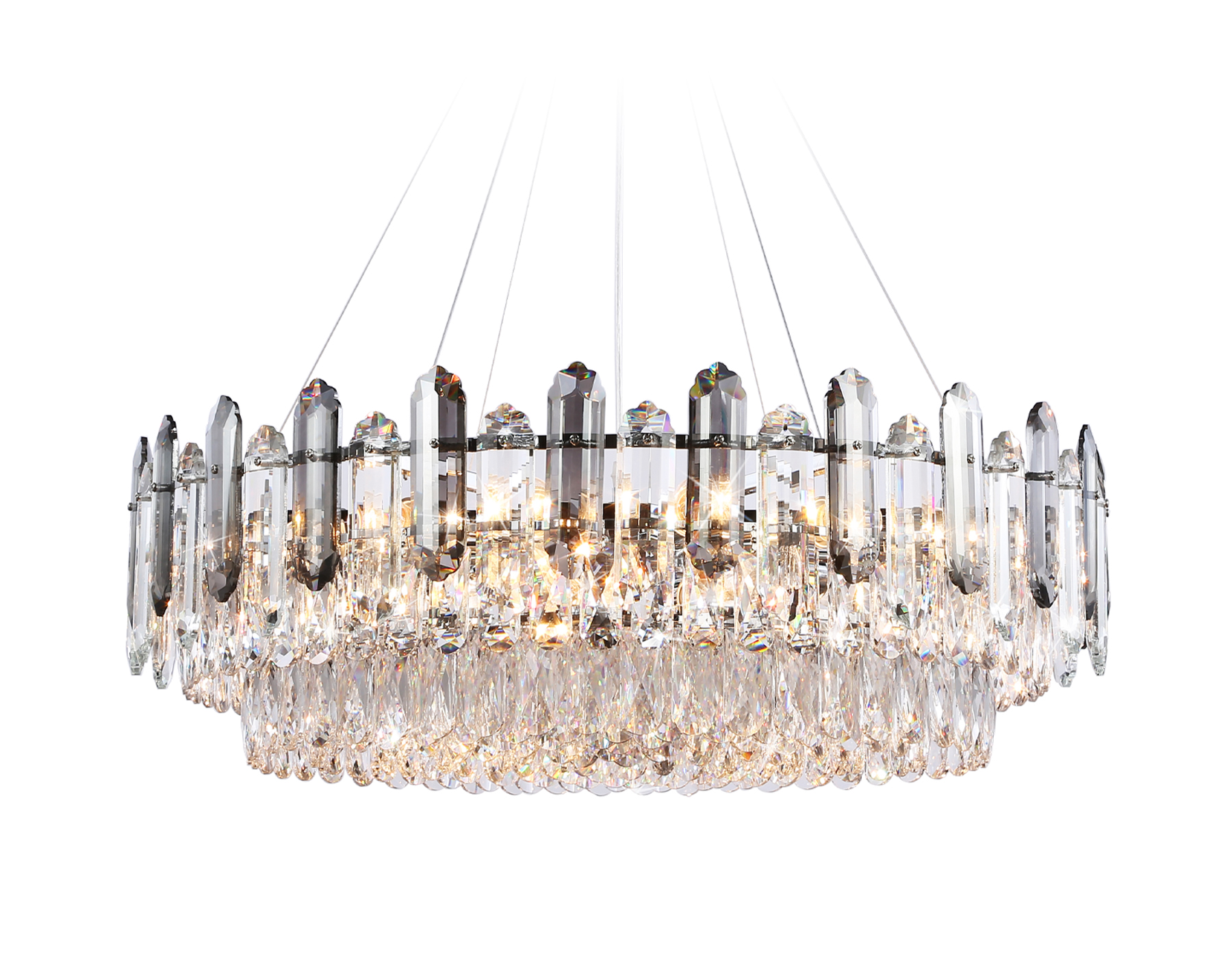 Подвесная люстра TR5193/18 CH/CL/SM хром/прозрачный/дымчатый E27*18 max 40W D750*250