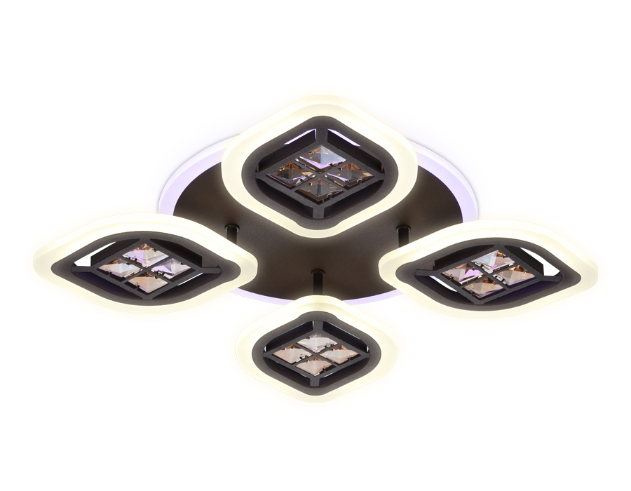 Потолочный светодиодный светильник Ambrella с пультом FA281 кофе/янтарь 69W 530*530*80