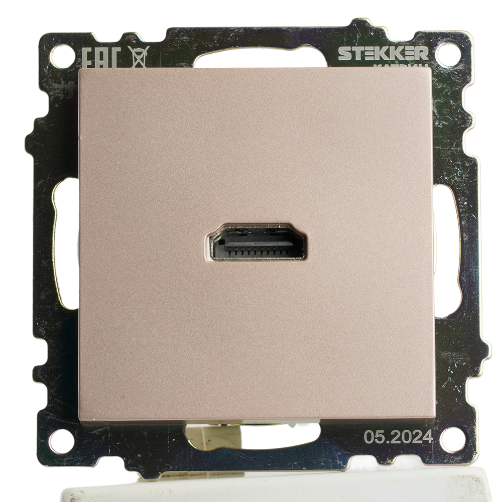 Розетка HDMI 2.1, Type A  (механизм), STEKKER GLS00-7118-02, серия Катрин, шампань