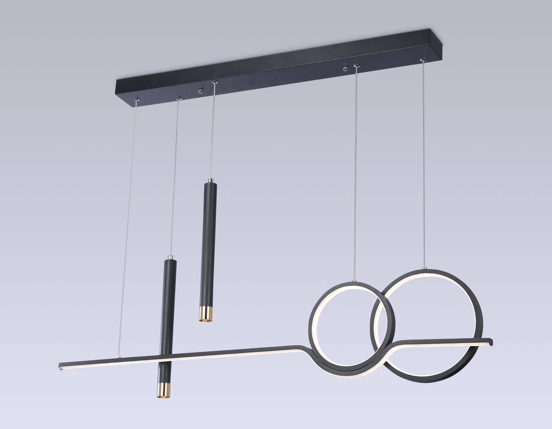 Подвесной светильник Ambrella FL5394/5 BK черный 3000K/4200K/6400K+4200K 62W 1000*75*1200 (ПДУ ИК)