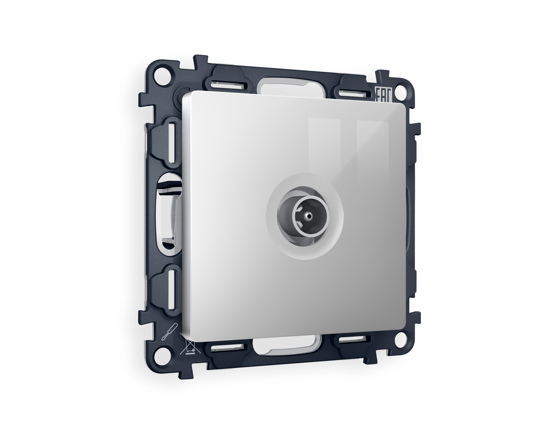 MA413030 Комплект механизма TV розетки проходной ALFA Серебро глянец 5-1000 MHz 4dB QUANT (AP4130, VM211)