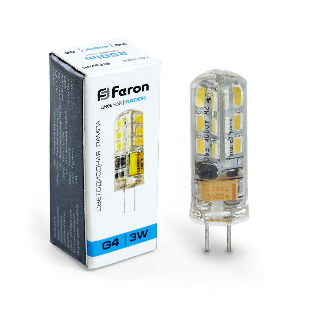 Лампа светодиодная Feron LB-422 G4 3W 6400K Лампа светодиодная Feron LB-422 G4 3W 6400K