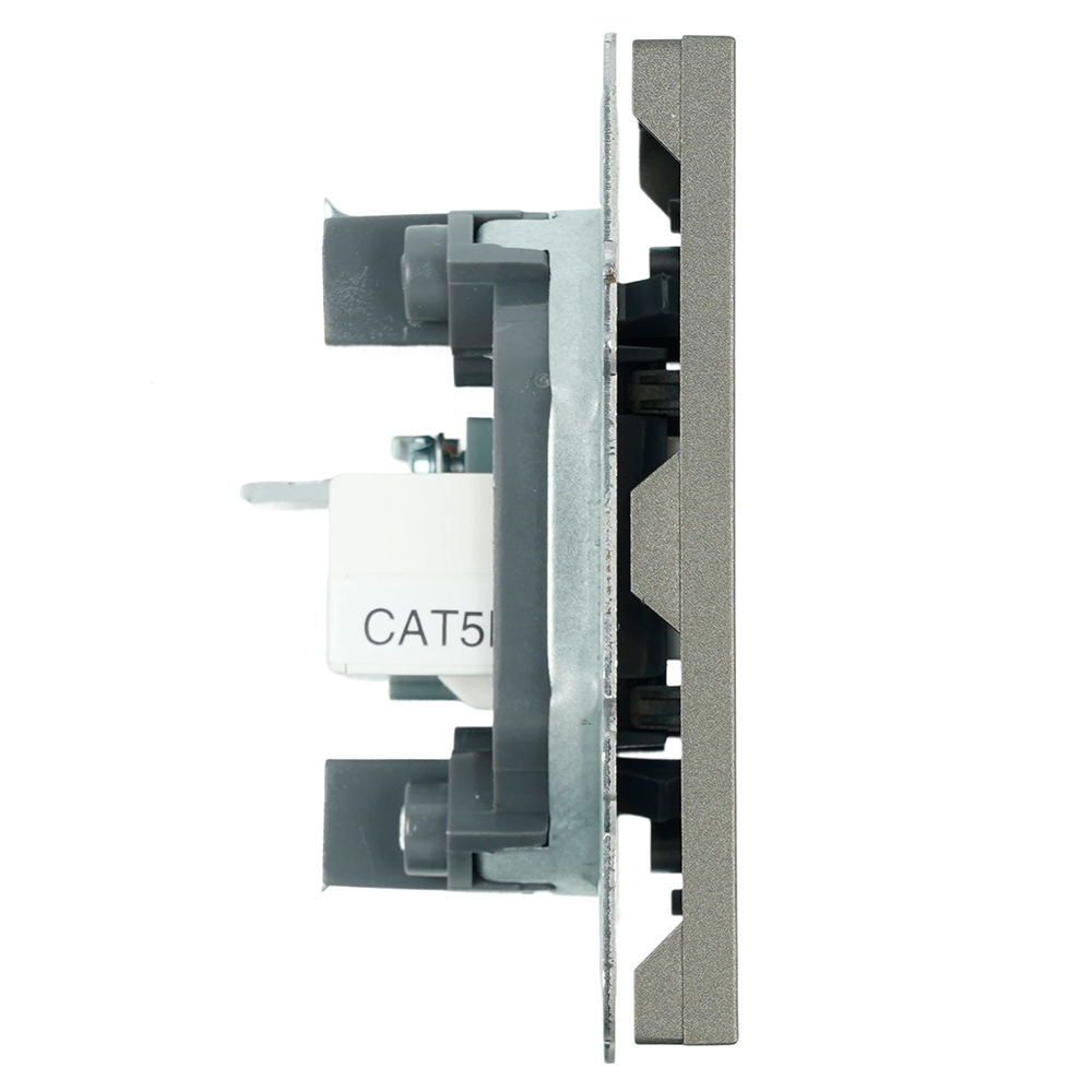 Розетка TV + компьютерная RJ-45 (механизм), STEKKER, серия Эмили, RST00-5106-09, антрацит, soft touch