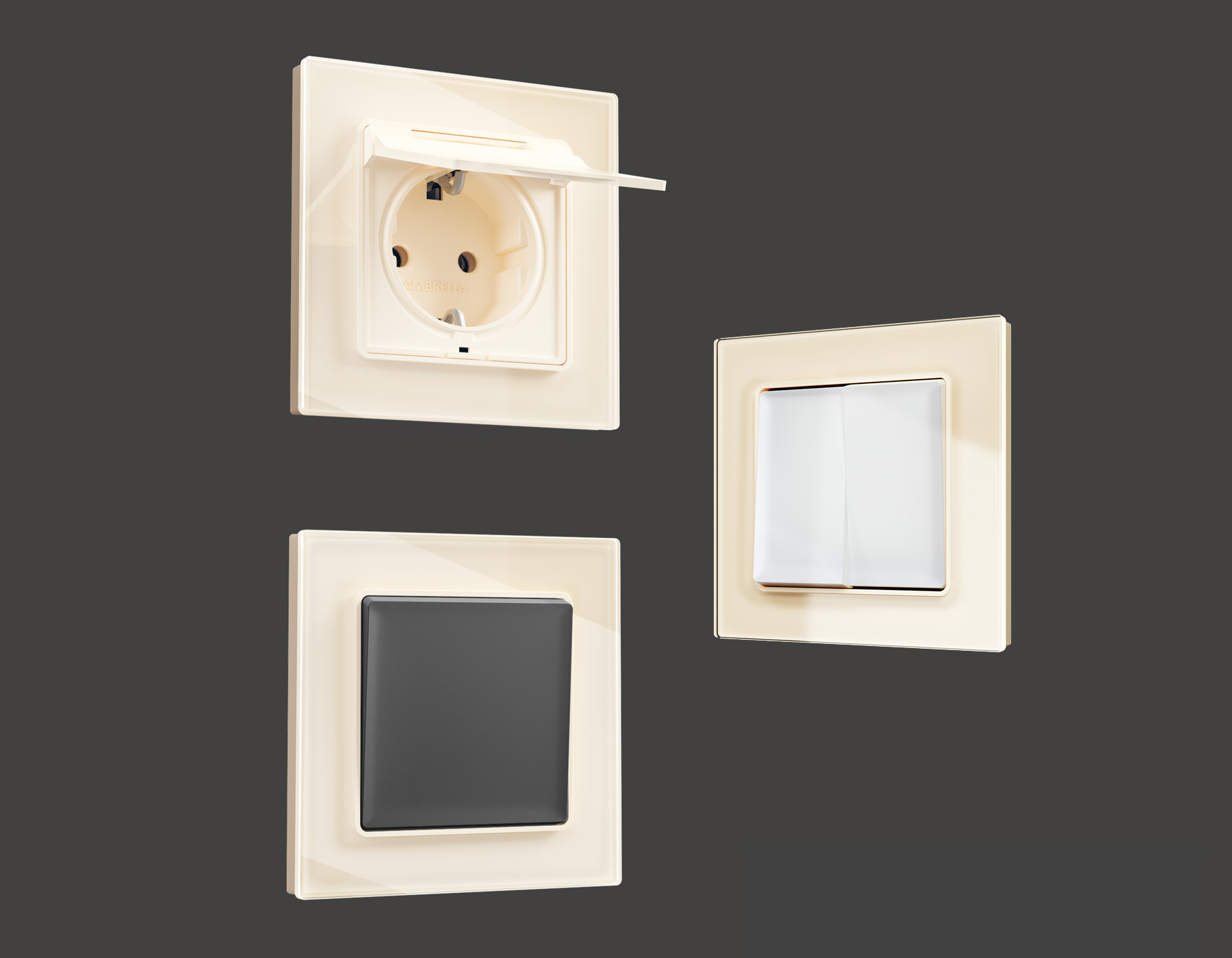 AF330303 Рамка ALFA Platos (Бежевый Стекло органическое) 3-ая