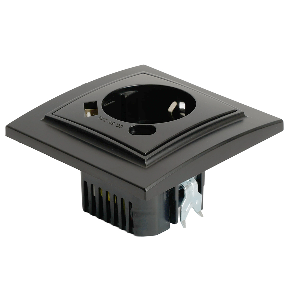 Розетка 1-местная с/з STEKKER, PST16-9016-03, 250В, 16А с USB+ type C, серия Эрна, черный