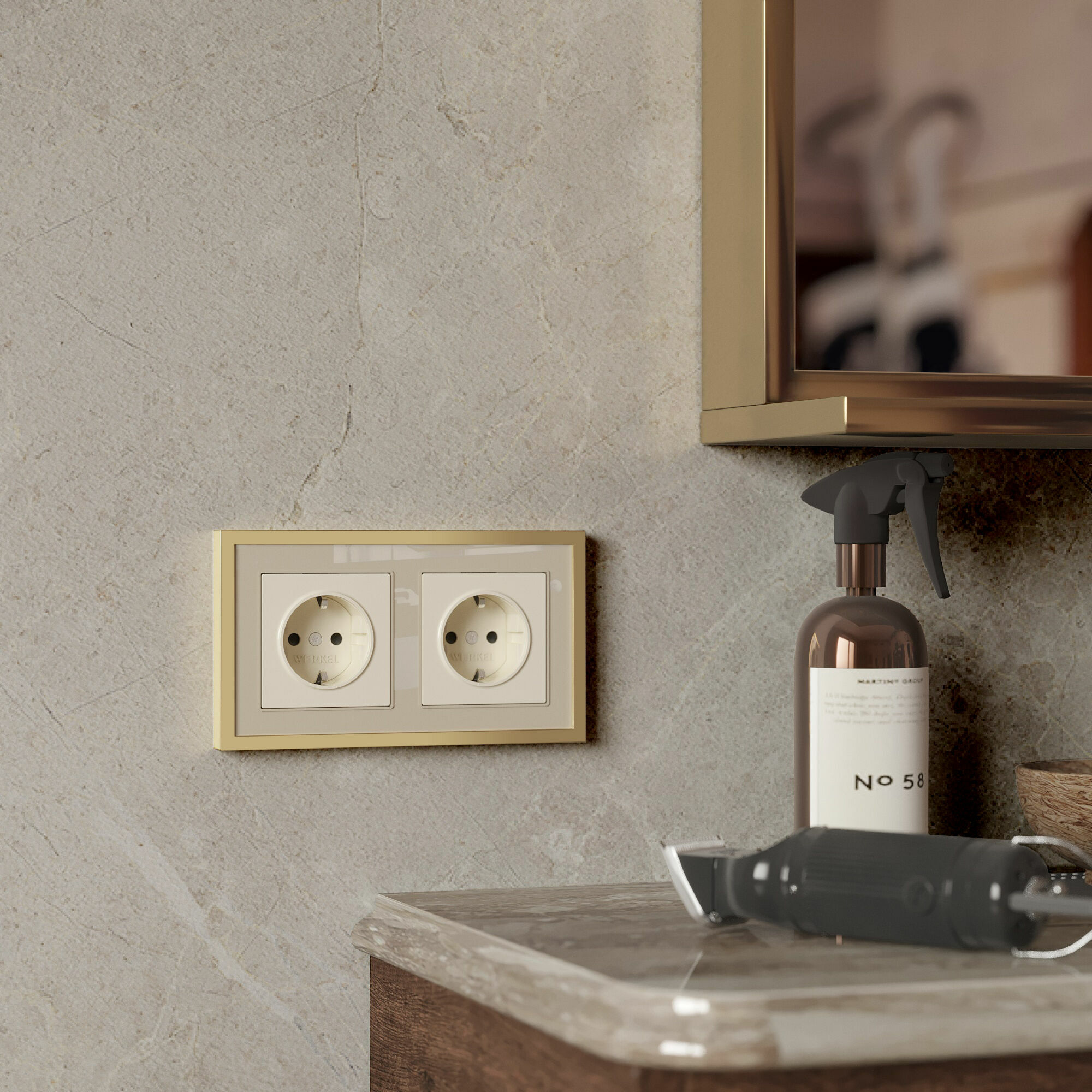 Рамка на 2 поста Baguette Werkel (айвори/латунь) W0022851