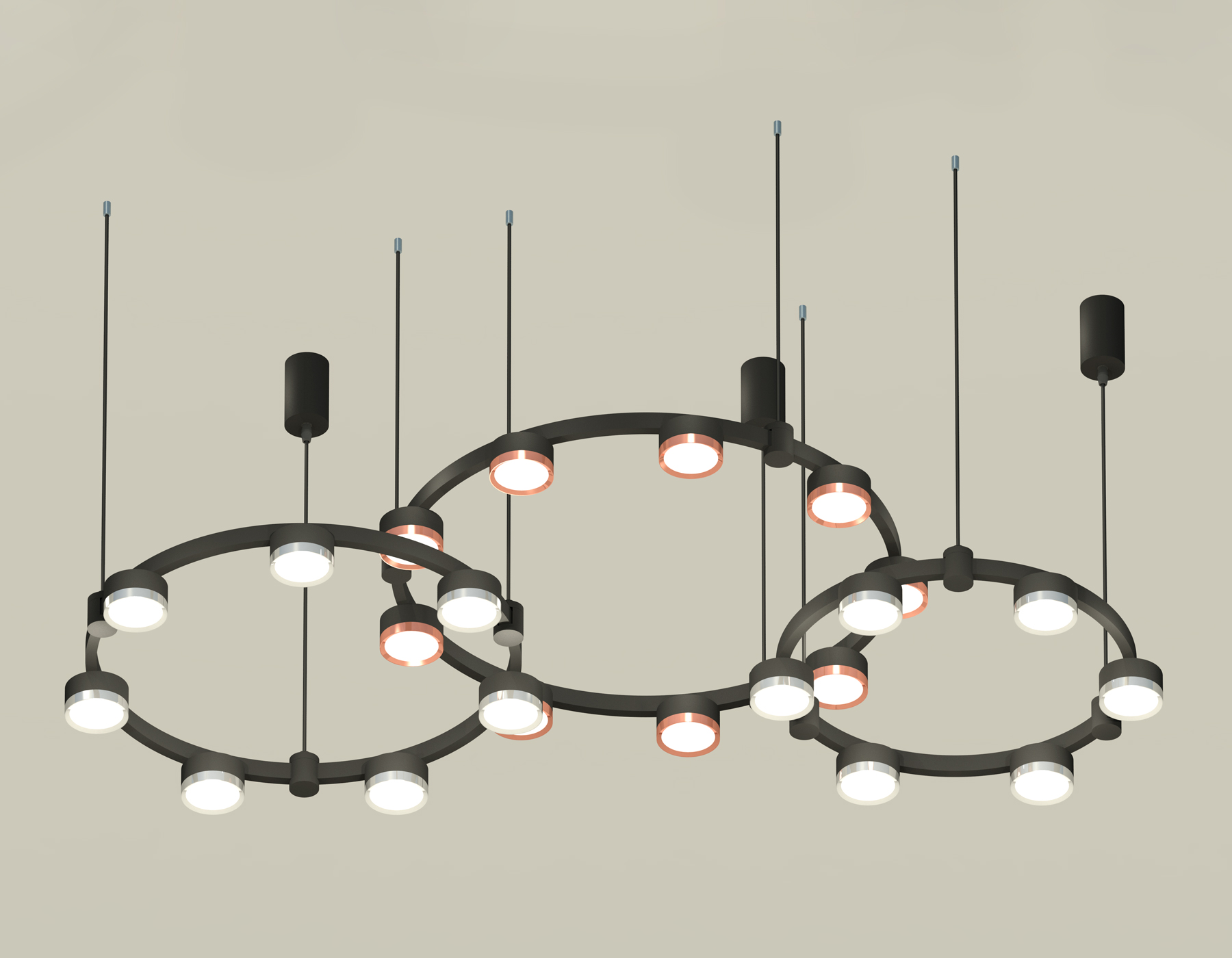 Подвесной светильник Ambrella Techno Ring XR92092100/22 SBK/PSL/PPG черный песок/серебро полированное/золото розовое полированное GX53