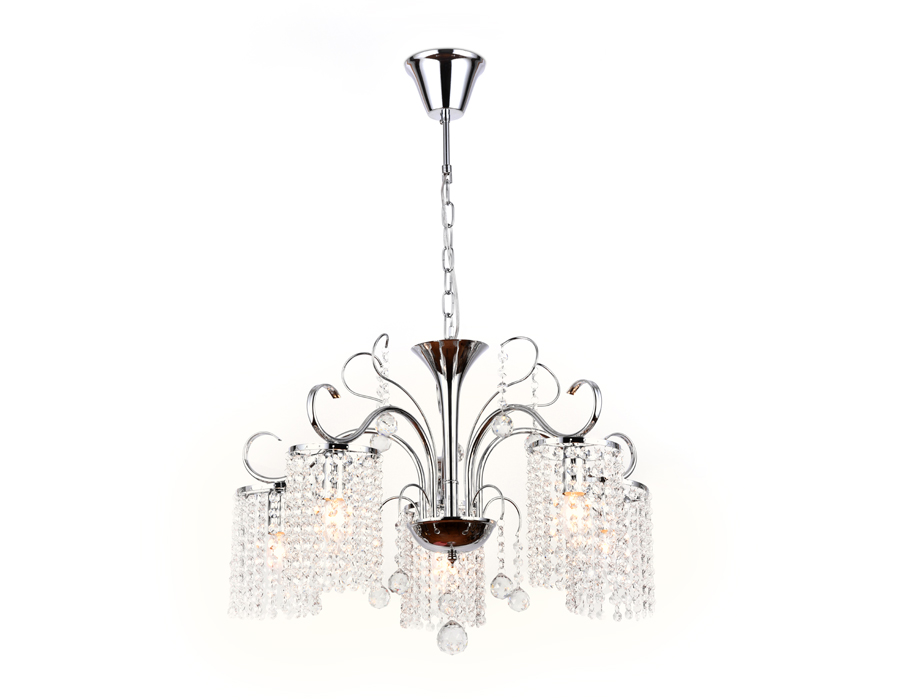 Подвесная люстра с хрусталем Ambrella TR4505/5 CH/CL хром/прозрачный E14/5 max 40W D610*720