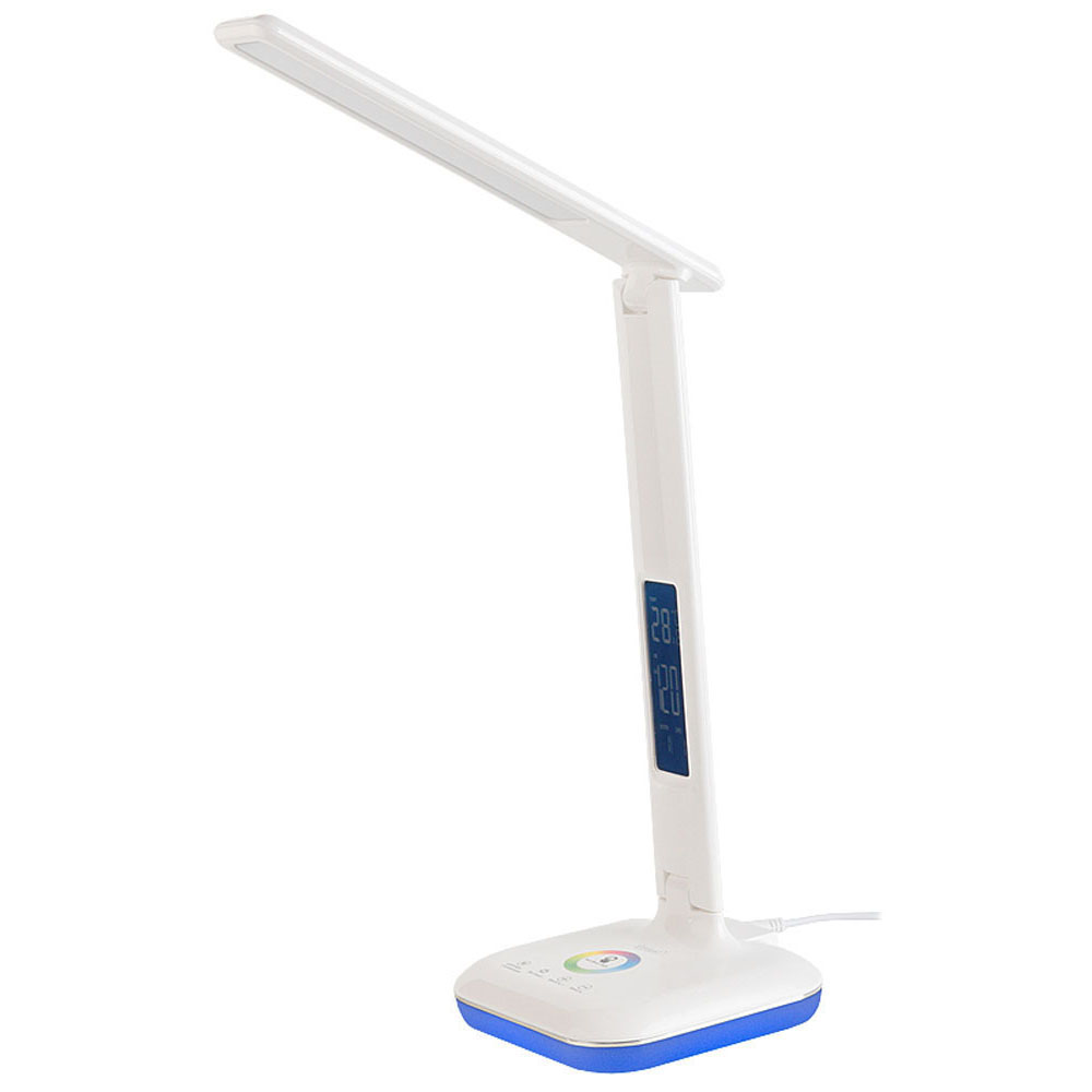 Светильник настольный General GLTL-034-2  8вт 520лм диспл с часами + rgb,  белый (глянец)  (1/12)