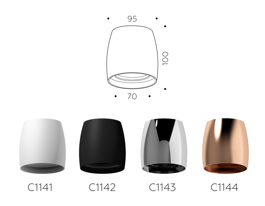 Корпус светильника накладной Ambrella C1144 PPG золото розовое полированное D100*80*H100mm MR16 GU5.3 для насадок D70mm