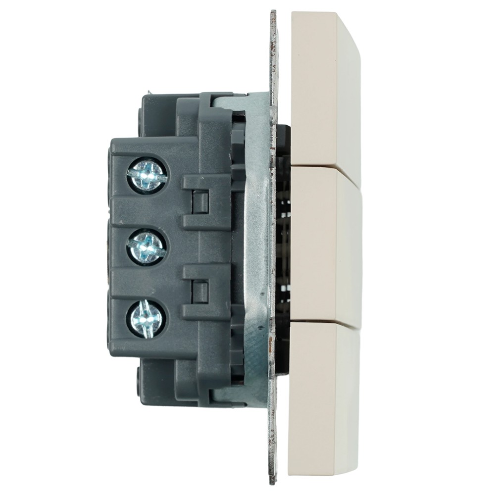 Выключатель 3-клавишный (механизм), STEKKER, 250В, 10А, серия Эмили, RSW10-5108-08, кашемир, soft touch