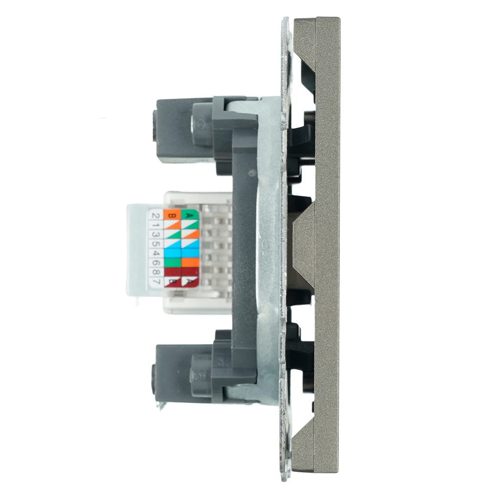 Розетка компьютерная 1-местная RJ-45 (механизм), STEKKER, серия Эмили, RST00-5117-09, антрацит, soft touch