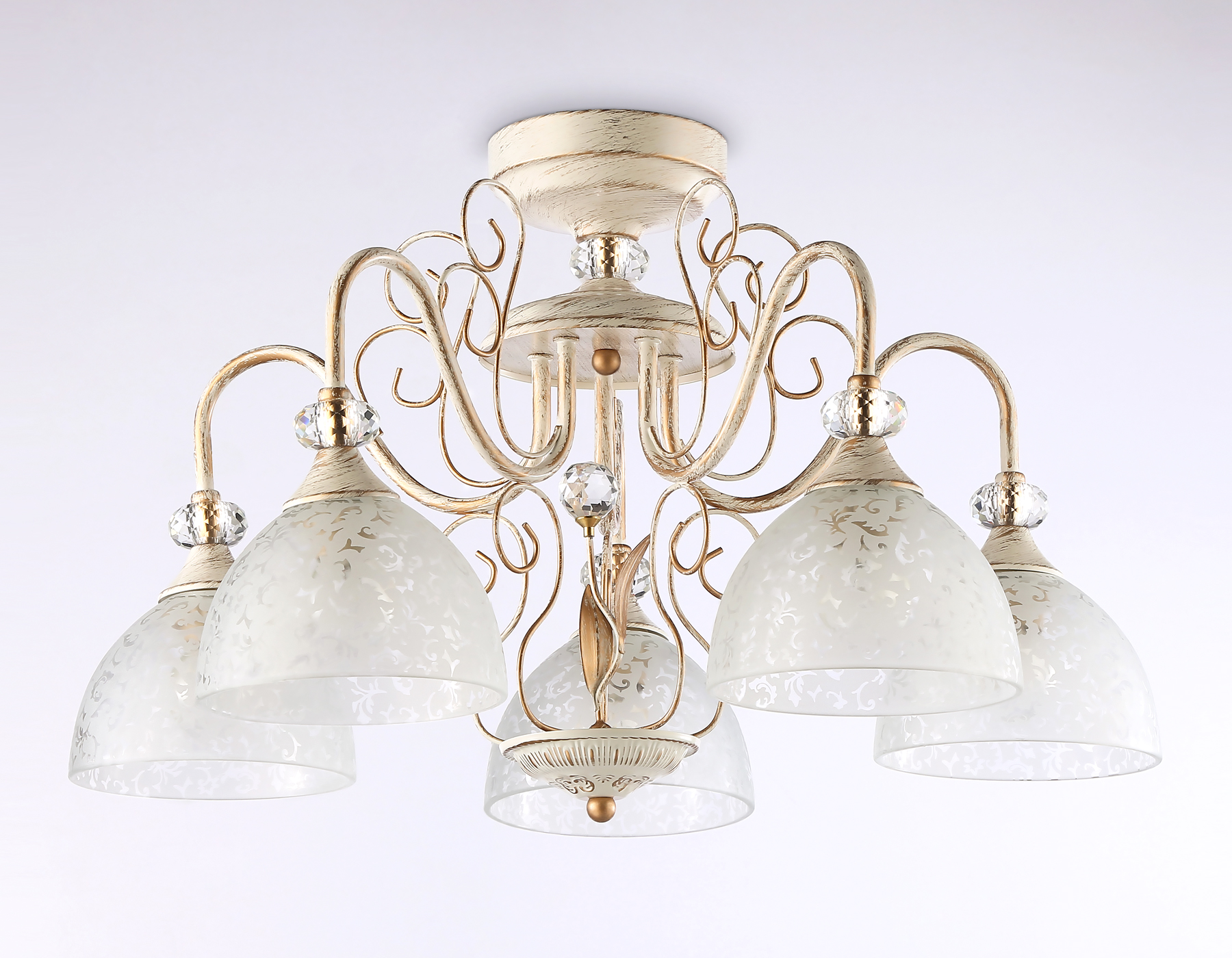 Потолочная люстра TR3057/5 BG/GD/FR бежевый/золото/белый матовый E27/5 max 40W D600*380