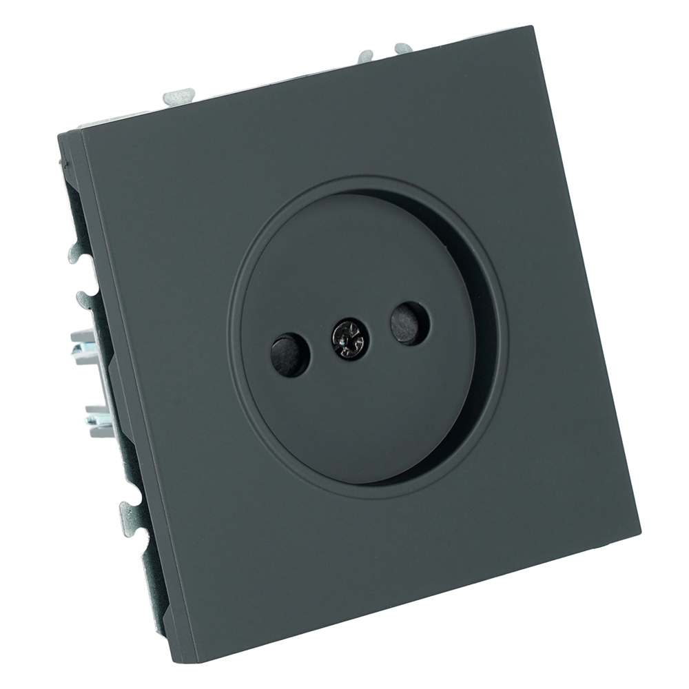 Розетка 1-местная с з/ш, б/з (механизм), СЗК, STEKKER, 250В, 16А, серия Эмили, RST16-5109-05ZK, черный уголь, soft touch