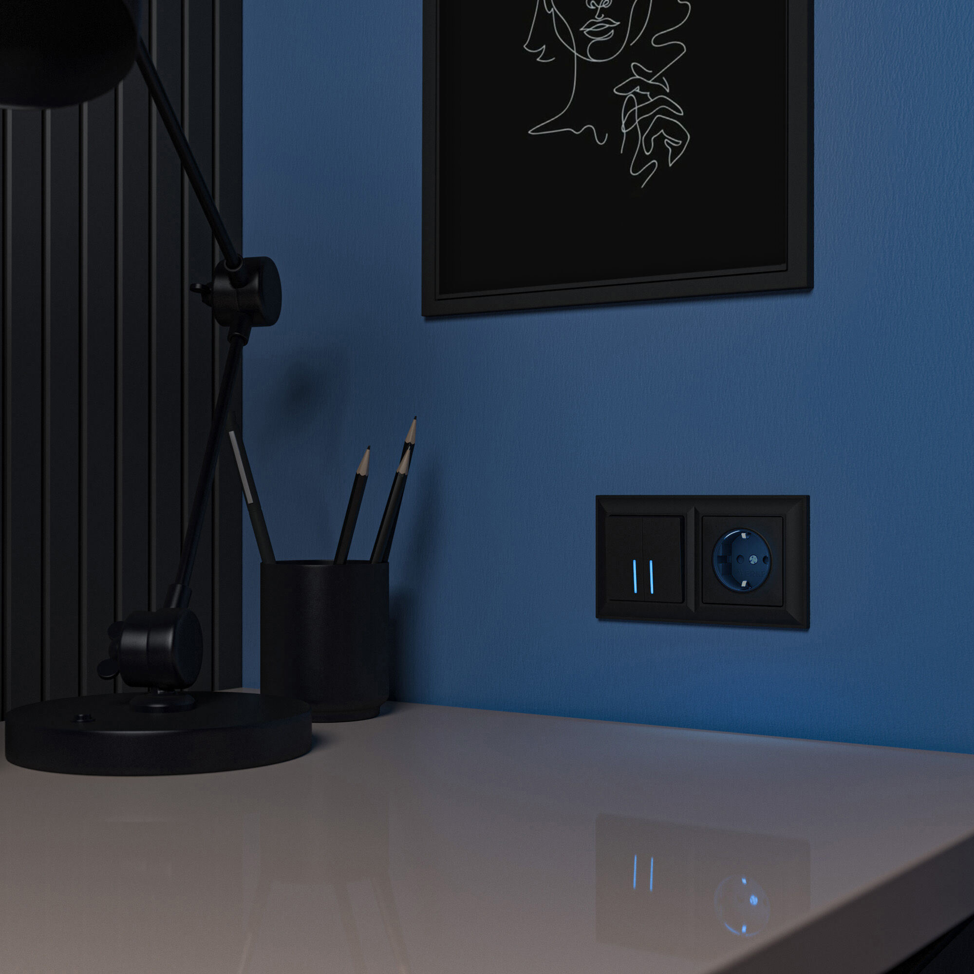 Розетка с подсветкой Werkel (черный) W1171408