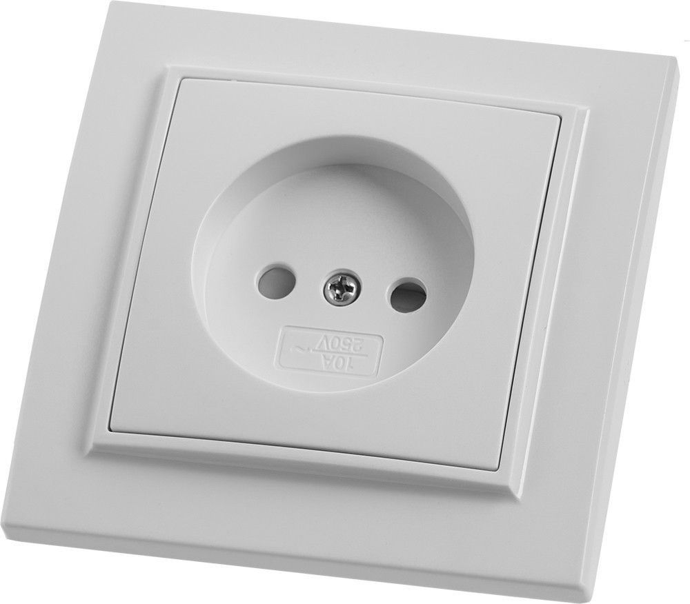 Розетка 1-местная STEKKER PST10-9009-01  б/з, 220В, 16А с защитной шторкой, серия Эрна, белая 39049