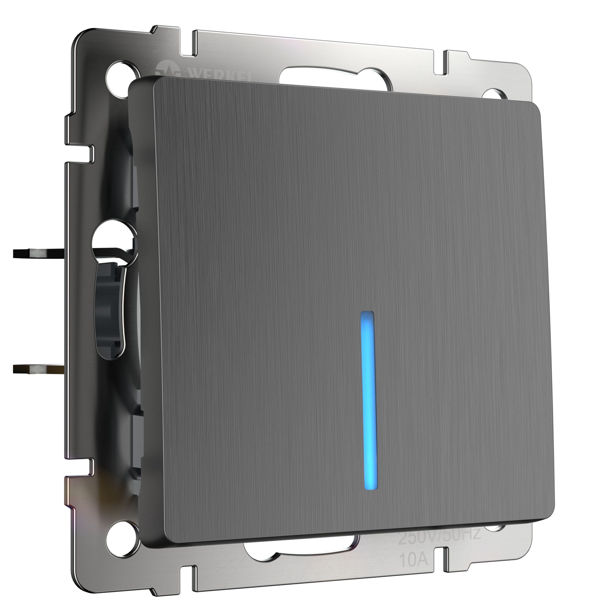 Выключатель одноклавишный с подсветкой WERKEL  (графит рифленый) WL04-SW-1G-LED / W1110104 / a046615