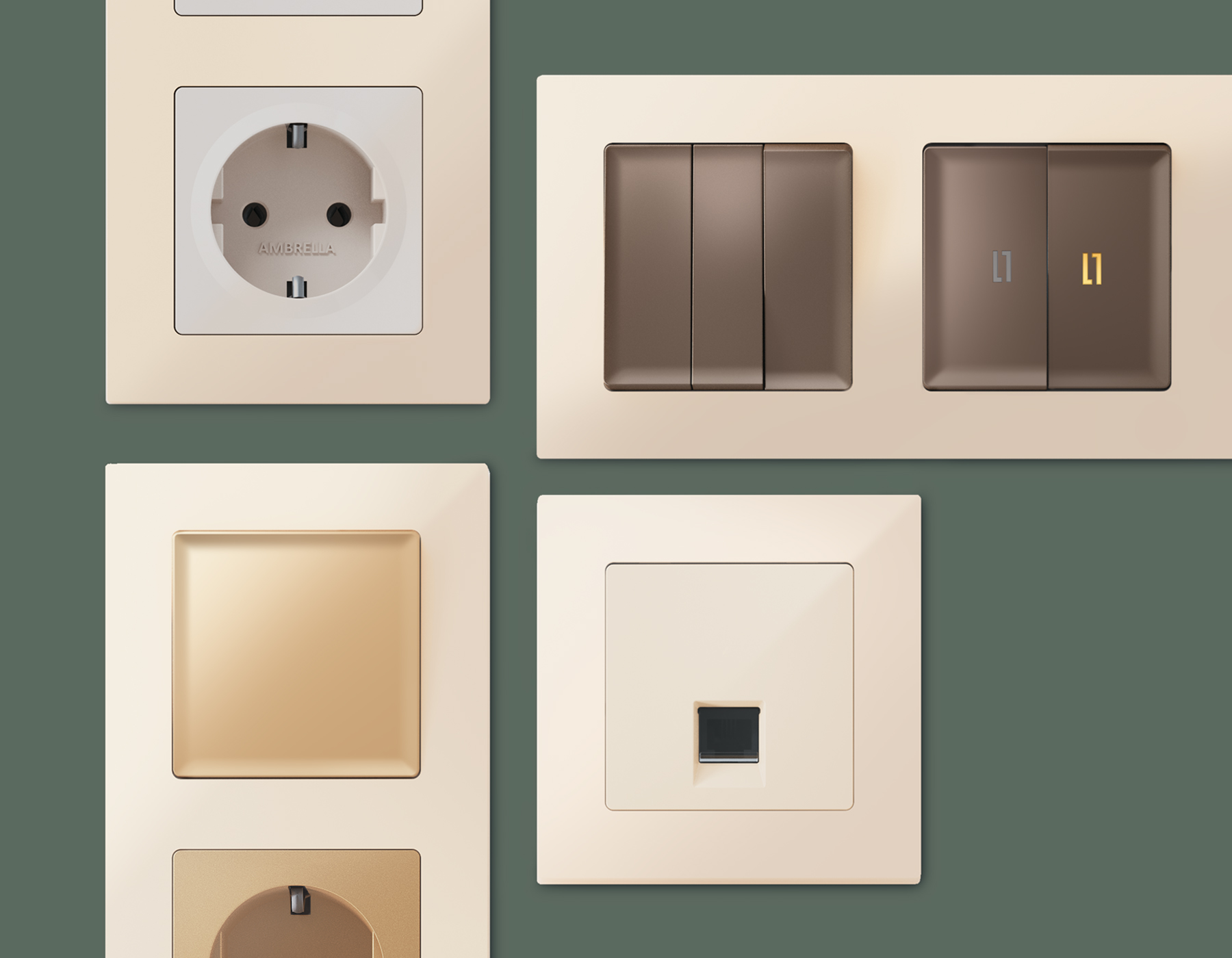 AF220305 Рамка ALFA Techno (Бежевый глянец) 5-ая