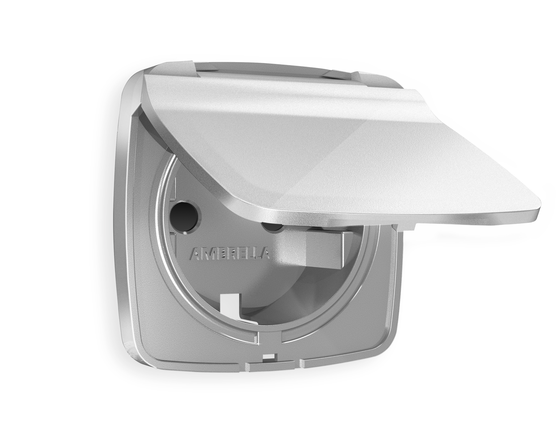 OP4080 Лицевая панель OMEGA (Серебро глянец) для электрической розетки с/з со шторками и крышкой IP44 QUANT