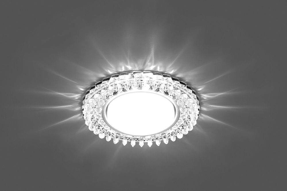 Светильник встраиваемый с белой LED подсветкой Feron CD4027 потолочный GX53 без лампы прозрачный Светильник встраиваемый с белой LED подсветкой Feron CD4027 потолочный GX53 без лампы прозрачный