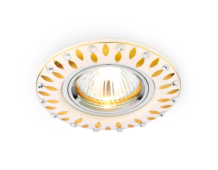 Встраиваемый светильник Ambrella D5533 W/GD белый золотой узор