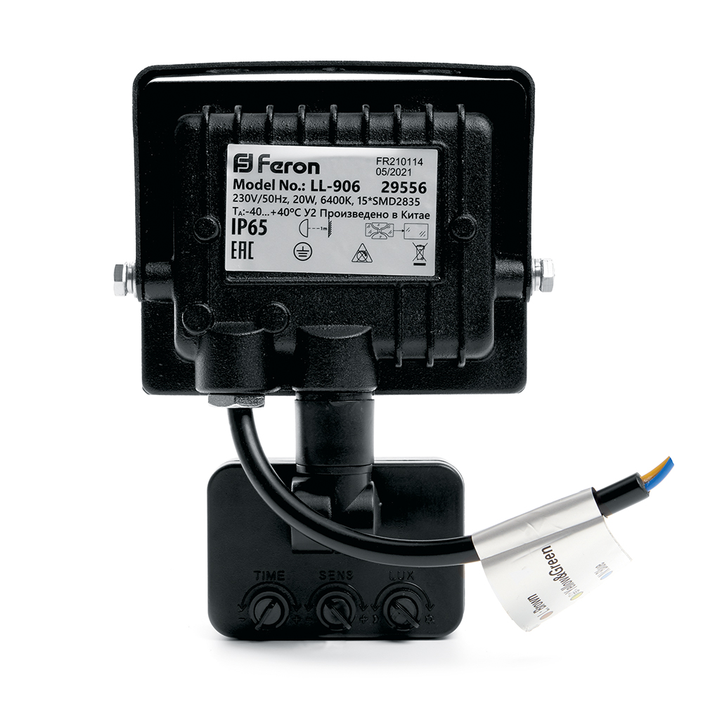 Светодиодный прожектор Feron с датчиком  LL-906 IP44 20W 6400K Светодиодный прожектор Feron с датчиком  LL-906 IP44 20W 6400K