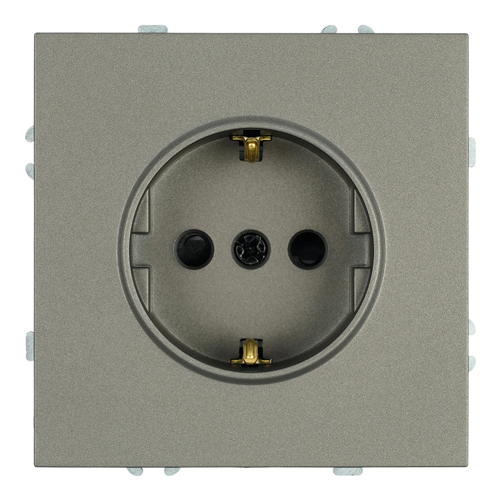 Розетка 1-местная с защитной шторкой с/з (механизм), STEKKER, 250В, 16А, серия Эмили, RST16-5110-09, антрацит, soft touch