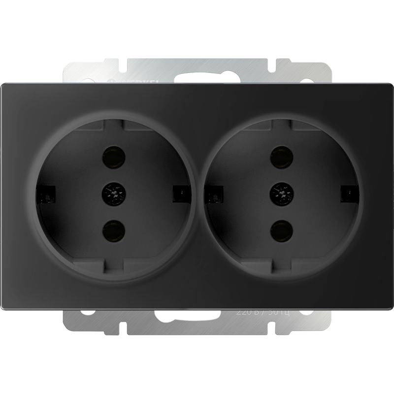 Розетка двойная с заземлением WERKEL (черный матовый) WL08-SKG-02-IP20  / W1172008 / a040288