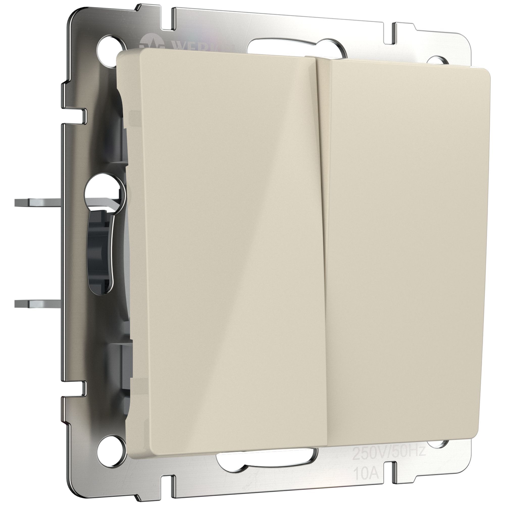 Выключатель двухклавишный проходной WERKEL (слоновая кость) WL03-SW-2G-2W-ivory / W1122003 / a028887