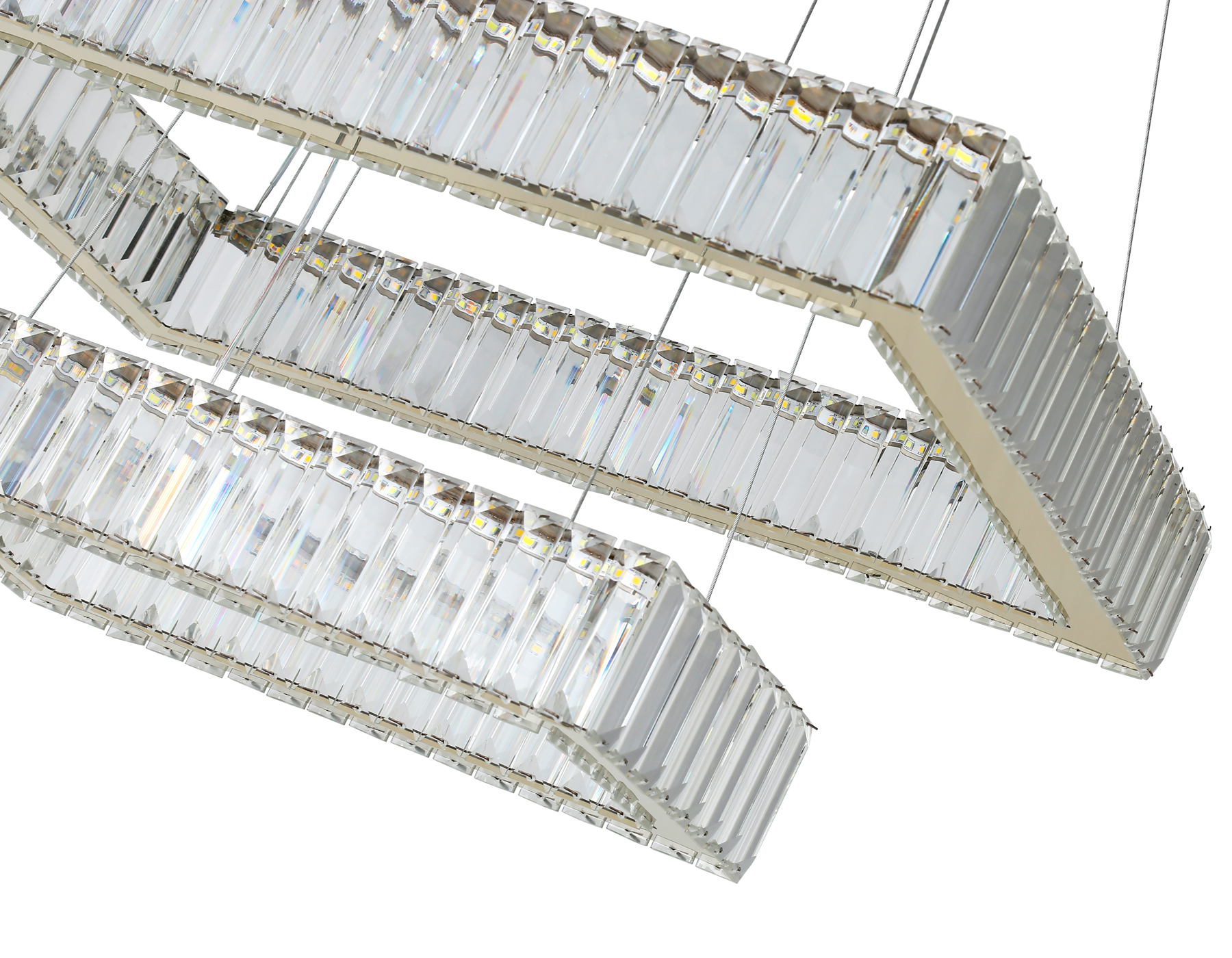 Подвесная светодиодная люстра с хрусталем Ambrella TR5007/2 GD/CL золото/прозрачный 90W 3000K/4200K/6400K 600*400*950 (Без ПДУ)