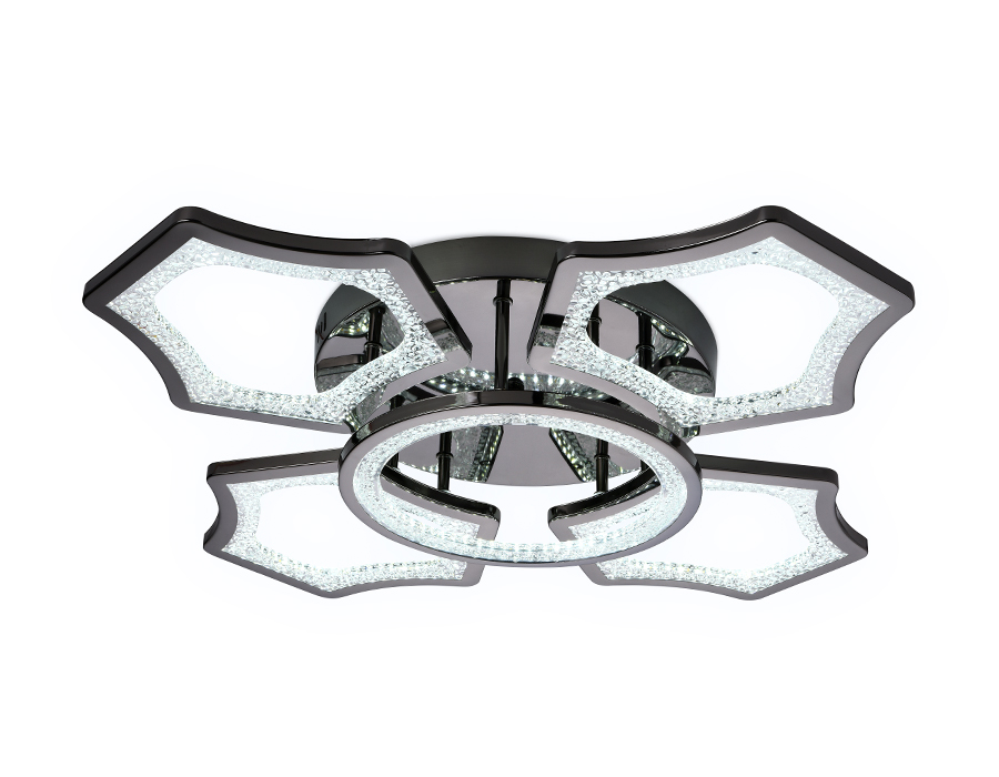 Потолочный светодиодный светильник с пультом Ambrella FA576/4+1 DCH черный хром 106W 620*620*120 (ПДУ РАДИО 2.4G)
